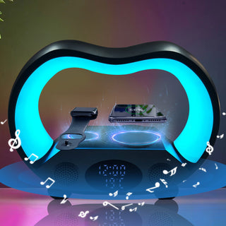 2024 New 6 In 1 Smart Remote Control Bluetooth Ambience Intelligent LED Table Lamp Multi-function Wireless Charger Night Light Bluetooth Speaker - Thomas Family Essentials LLC