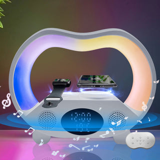 2024 New 6 In 1 Smart Remote Control Bluetooth Ambience Intelligent LED Table Lamp Multi-function Wireless Charger Night Light Bluetooth Speaker - Thomas Family Essentials LLC