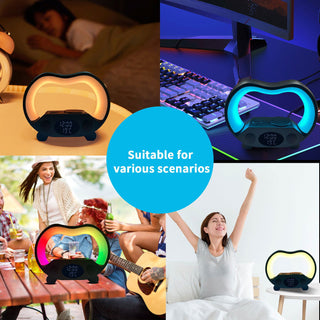 2024 New 6 In 1 Smart Remote Control Bluetooth Ambience Intelligent LED Table Lamp Multi-function Wireless Charger Night Light Bluetooth Speaker - Thomas Family Essentials LLC