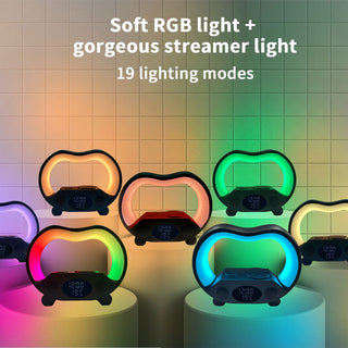 2024 New 6 In 1 Smart Remote Control Bluetooth Ambience Intelligent LED Table Lamp Multi-function Wireless Charger Night Light Bluetooth Speaker - Thomas Family Essentials LLC