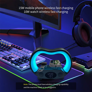 2024 New 6 In 1 Smart Remote Control Bluetooth Ambience Intelligent LED Table Lamp Multi-function Wireless Charger Night Light Bluetooth Speaker - Thomas Family Essentials LLC