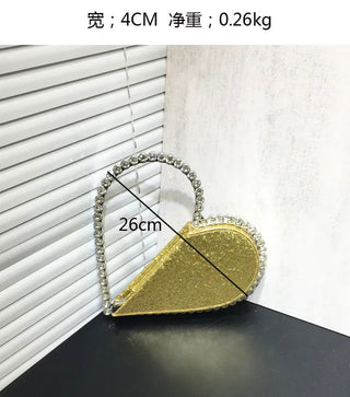 2024 New Heart Shape Rhinestone Handbags Party Day Clutches Crystal Handbags For Wedding Gift Purse Women Prom Dinner Purses Bag - Thomas Family Essentials LLC