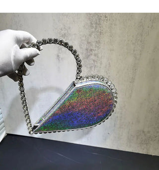2024 New Heart Shape Rhinestone Handbags Party Day Clutches Crystal Handbags For Wedding Gift Purse Women Prom Dinner Purses Bag - Thomas Family Essentials LLC