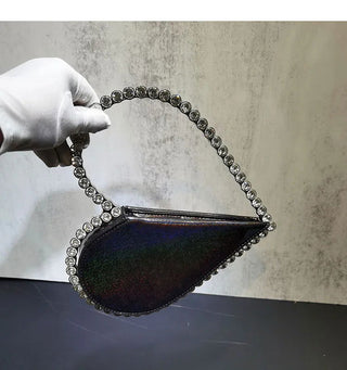 2024 New Heart Shape Rhinestone Handbags Party Day Clutches Crystal Handbags For Wedding Gift Purse Women Prom Dinner Purses Bag - Thomas Family Essentials LLC