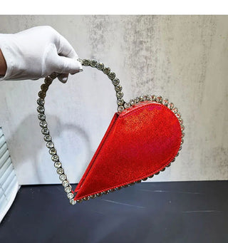 2024 New Heart Shape Rhinestone Handbags Party Day Clutches Crystal Handbags For Wedding Gift Purse Women Prom Dinner Purses Bag - Thomas Family Essentials LLC