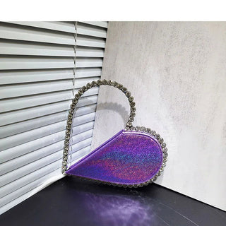 2024 New Heart Shape Rhinestone Handbags Party Day Clutches Crystal Handbags For Wedding Gift Purse Women Prom Dinner Purses Bag - Thomas Family Essentials LLC