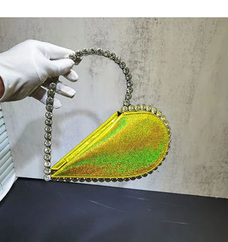 2024 New Heart Shape Rhinestone Handbags Party Day Clutches Crystal Handbags For Wedding Gift Purse Women Prom Dinner Purses Bag - Thomas Family Essentials LLC