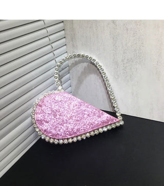 2024 New Heart Shape Rhinestone Handbags Party Day Clutches Crystal Handbags For Wedding Gift Purse Women Prom Dinner Purses Bag - Thomas Family Essentials LLC