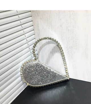2024 New Heart Shape Rhinestone Handbags Party Day Clutches Crystal Handbags For Wedding Gift Purse Women Prom Dinner Purses Bag - Thomas Family Essentials LLC