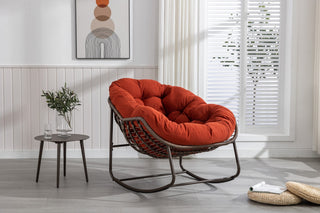 Outdoor Rattan Rocking Chair With Padded Cushion For Porch & Living Room