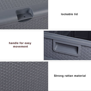 20gal, Grey, Yard Storage Boxes, Plastic, Cuboid 175lb
