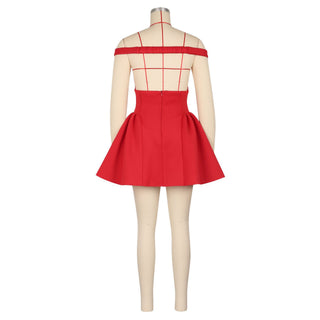 Women Sexy Puffy V-Neck Party Dress