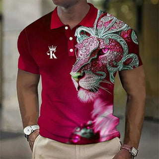 Animal Men'S Polo Shirt 3d Lion Printing Casual Daily Lapel Tops Tees Fierce Beast T Shirt For Man Clothing Summer Short Sleeves - Thomas Family Essentials LLC