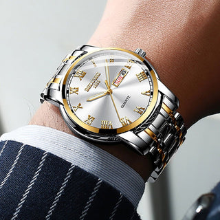 BELUSHI Top Brand Watch Men Stainless Steel Business Date Clock Waterproof Luminous Watches Mens Luxury Sport Quartz Wrist Watch - Thomas Family Essentials LLC