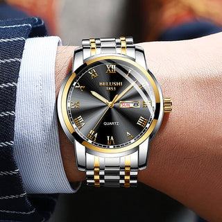 BELUSHI Top Brand Watch Men Stainless Steel Business Date Clock Waterproof Luminous Watches Mens Luxury Sport Quartz Wrist Watch - Thomas Family Essentials LLC