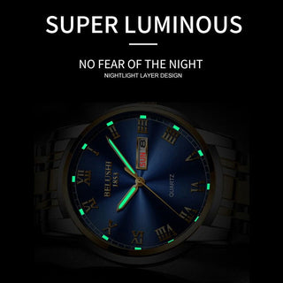 BELUSHI Top Brand Watch Men Stainless Steel Business Date Clock Waterproof Luminous Watches Mens Luxury Sport Quartz Wrist Watch - Thomas Family Essentials LLC
