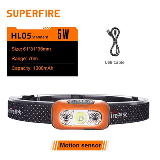 Best SupFire HL05 Mini CREE LED Headlamp With Motion Sensor USB Rechargeable For Camping Fishing Bicycle Head Light flashlight - Thomas Family Essentials LLC