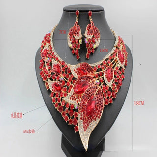 Big Luxury pink Water Drop Crystal Jewelry Sets for Women Bridal Necklace Earrings Set Dubai African Women's Jewellery Gift - Thomas Family Essentials LLC