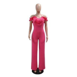 Women Off Shoulder Ruffle Solid Jumpsuit