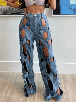 Cabe Knit Hollow Out Denim Jeans - Thomas Family Essentials LLC