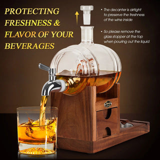 Cigar Ashtray Whiskey Decanter Set Wooden Ash Tray Cigar Cutter Cigar Accessories Drawer Whiskey Gifts for Men - Thomas Family Essentials LLC