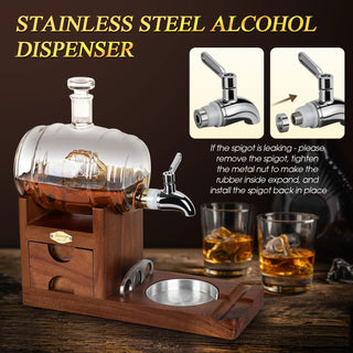 Cigar Ashtray Whiskey Decanter Set Wooden Ash Tray Cigar Cutter Cigar Accessories Drawer Whiskey Gifts for Men - Thomas Family Essentials LLC