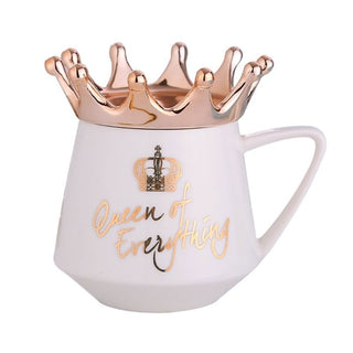 Creative Crown Ceramic mug Cute Coffee Mug Milk Cup with spoon lids Coffee tea Cup 300ml Capacity Water Mugs X-Mas Gift - Thomas Family Essentials LLC