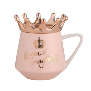 Creative Crown Ceramic mug Cute Coffee Mug Milk Cup with spoon lids Coffee tea Cup 300ml Capacity Water Mugs X-Mas Gift - Thomas Family Essentials LLC