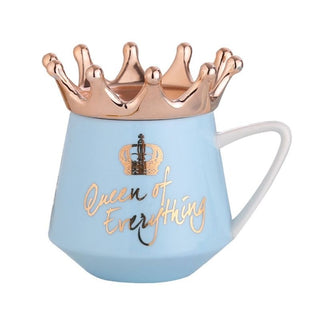 Creative Crown Ceramic mug Cute Coffee Mug Milk Cup with spoon lids Coffee tea Cup 300ml Capacity Water Mugs X-Mas Gift - Thomas Family Essentials LLC