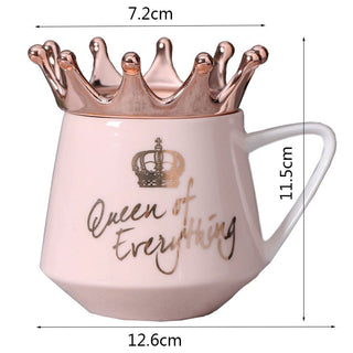 Creative Crown Ceramic mug Cute Coffee Mug Milk Cup with spoon lids Coffee tea Cup 300ml Capacity Water Mugs X-Mas Gift - Thomas Family Essentials LLC