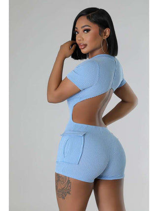 Crewneck Short Sleeve Backless Rompers - Thomas Family Essentials LLC