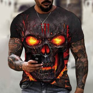 Dark Horror Skull 3D Printed Summer T-shirt Short Sleeve Men's Clothing Cross-border Foreign Trade Best Seller In Europe And America Factory Direct DIY - Thomas Family Essentials LLC