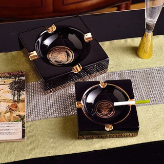 European style ashtray ceramic ashtray creative trend fashion retro living room coffee table large home office - Thomas Family Essentials LLC