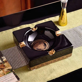 European style ashtray ceramic ashtray creative trend fashion retro living room coffee table large home office - Thomas Family Essentials LLC