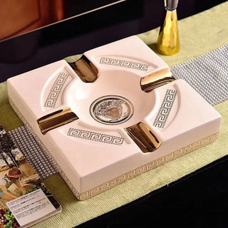 European style ashtray ceramic ashtray creative trend fashion retro living room coffee table large home office - Thomas Family Essentials LLC