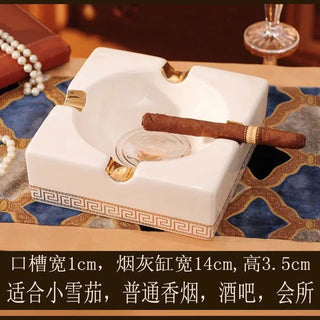 European style ashtray ceramic ashtray creative trend fashion retro living room coffee table large home office - Thomas Family Essentials LLC