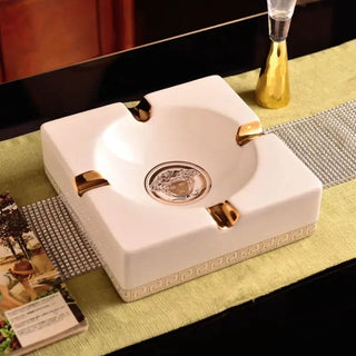 European style ashtray ceramic ashtray creative trend fashion retro living room coffee table large home office - Thomas Family Essentials LLC