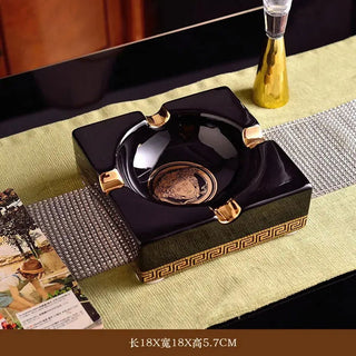 European style ashtray ceramic ashtray creative trend fashion retro living room coffee table large home office - Thomas Family Essentials LLC