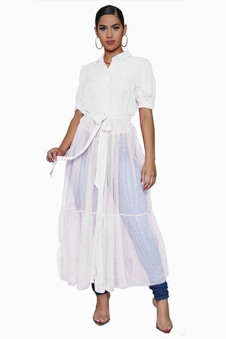 Fashion Shirt Style Button Gauze Dress Ladies Long Street Solid Color Dress Casual Home Commuting  Dresses For Women Party - Thomas Family Essentials LLC