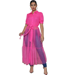 Fashion Shirt Style Button Gauze Dress Ladies Long Street Solid Color Dress Casual Home Commuting  Dresses For Women Party - Thomas Family Essentials LLC