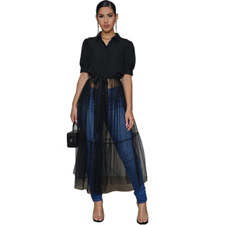 Fashion Shirt Style Button Gauze Dress Ladies Long Street Solid Color Dress Casual Home Commuting  Dresses For Women Party - Thomas Family Essentials LLC