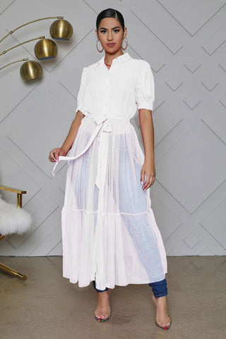 Fashion Shirt Style Button Gauze Dress Ladies Long Street Solid Color Dress Casual Home Commuting  Dresses For Women Party - Thomas Family Essentials LLC