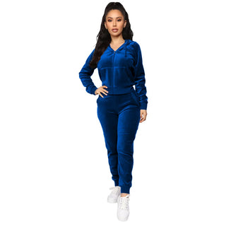 Fall 2 Piece Set Long Sleeve Velvet Women Hoodies Set