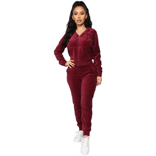 Fall 2 Piece Set Long Sleeve Velvet Women Hoodies Set