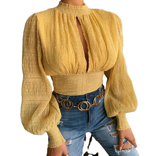 Women Lady's Tops Casual Female Shirt Blouse Ladies Flocking Hollow Tie Women's Summer Blouses & Shirts