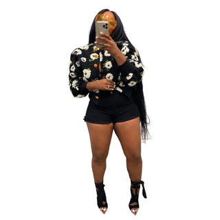 Vintage Three-dimensional Flower Temperament Single-breasted Short Ladies Winter Jacket