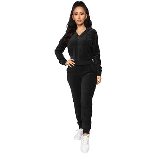Fall 2 Piece Set Long Sleeve Velvet Women Hoodies Set