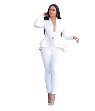 Designer Two Pieces Peplum Style Pant Sets Women Suits Office Ladies Blazer Suits For Women