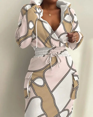 Rush Order Deep V-neck Women's Printed Elastic Waist Pocket Office Ladies Casual Dress
