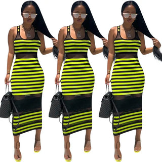 Women'S Long Printed striped Maxi Dress Clubwear Patchwork sheath dresses